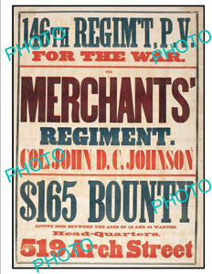 OLD HISTORIC AMERICAN CIVIL WAR POSTER, PENNSYLVANIA MERCHANTS REGIMENT c1860