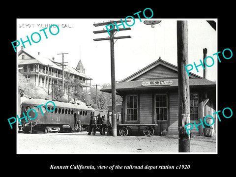 OLD LARGE HISTORIC PHOTO KENNET CALIFORNIA RAILROAD DEPOT STATION c1920