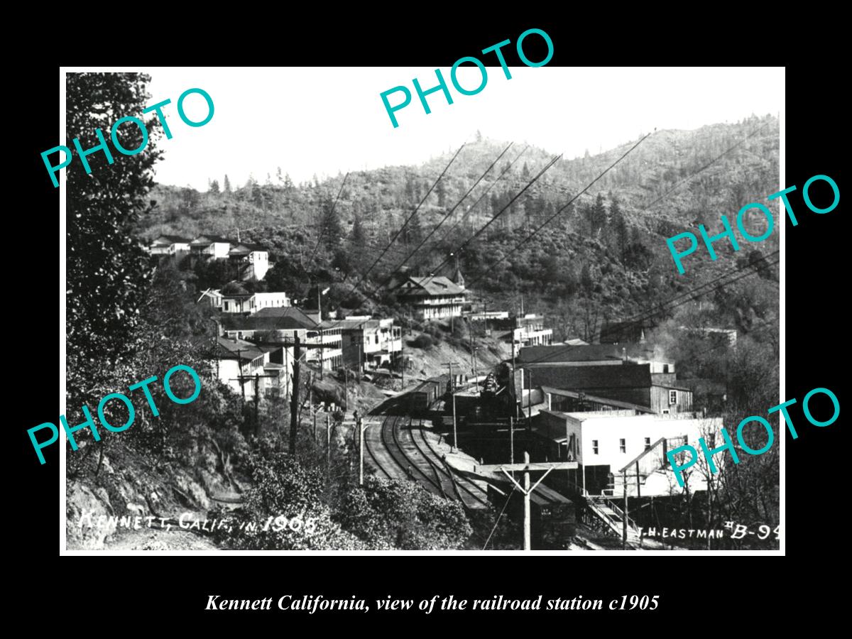 OLD LARGE HISTORIC PHOTO KENNET CALIFORNIA RAILROAD DEPOT STATION c1905