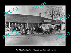 OLD LARGE HISTORIC PHOTO NORD CALIFORNIA RAILROAD DEPOT STATION c1900