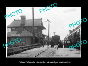 OLD LARGE HISTORIC PHOTO ORLAND CALIFORNIA RAILROAD DEPOT STATION c1920 1