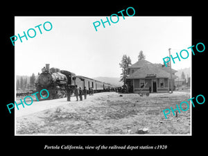 OLD LARGE HISTORIC PHOTO PORTOLA CALIFORNIA RAILROAD DEPOT STATION c1920