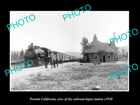 OLD LARGE HISTORIC PHOTO PORTOLA CALIFORNIA RAILROAD DEPOT STATION c1920