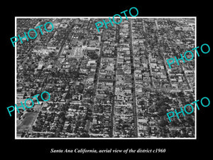 OLD LARGE HISTORIC PHOTO SANTA ANA CALIFORNIA, AERIAL VIEW OF THE TOWN c1960 1