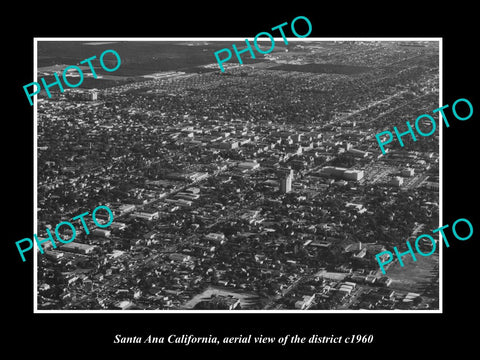 OLD LARGE HISTORIC PHOTO SANTA ANA CALIFORNIA, AERIAL VIEW OF THE TOWN c1960 2