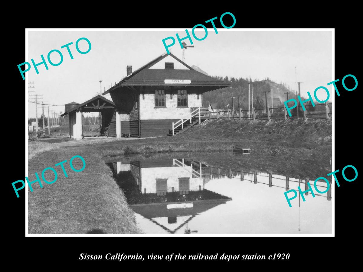 OLD LARGE HISTORIC PHOTO SISSON CALIFORNIA RAILROAD DEPOT STATION c1920 1