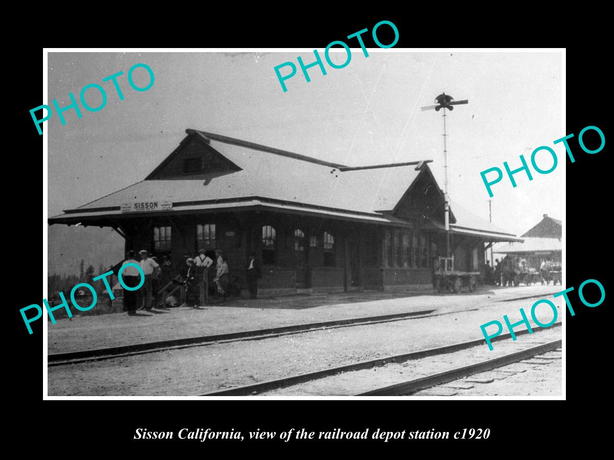 OLD LARGE HISTORIC PHOTO SISSON CALIFORNIA RAILROAD DEPOT STATION c1920 2