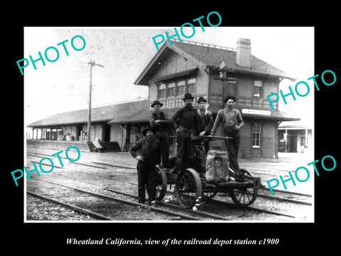 OLD LARGE HISTORIC PHOTO WHEATLAND CALIFORNIA RAILROAD DEPOT STATION c1900