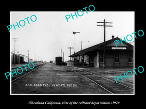 OLD LARGE HISTORIC PHOTO WHEATLAND CALIFORNIA RAILROAD DEPOT STATION c1920