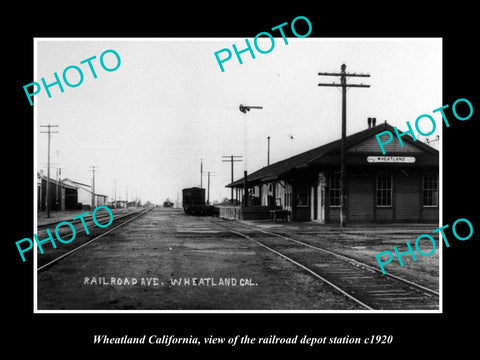 OLD LARGE HISTORIC PHOTO WHEATLAND CALIFORNIA RAILROAD DEPOT STATION c1920