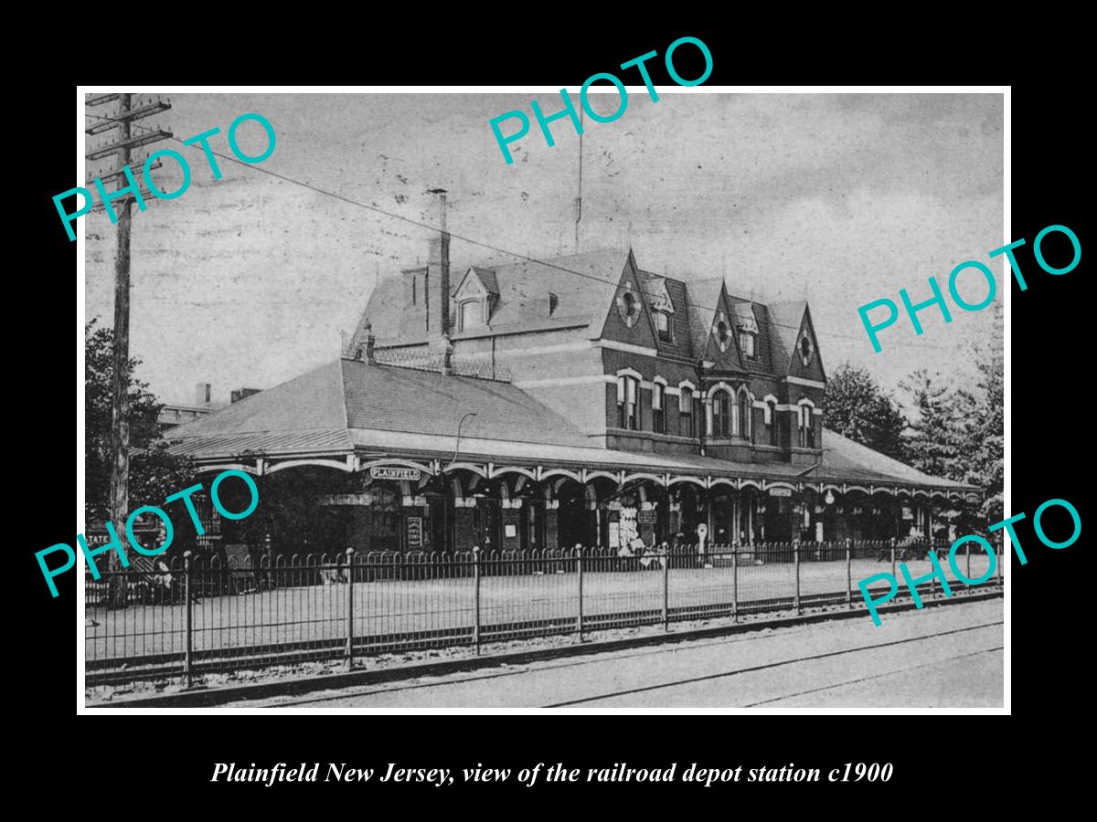 OLD LARGE HISTORIC PHOTO OF PLAINFIELD NEW JERSEY, THE RAILROAD DEPOT c1900