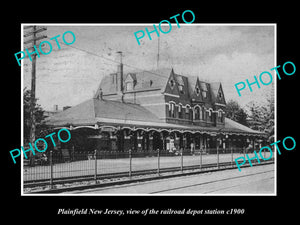 OLD LARGE HISTORIC PHOTO OF PLAINFIELD NEW JERSEY, THE RAILROAD DEPOT c1900