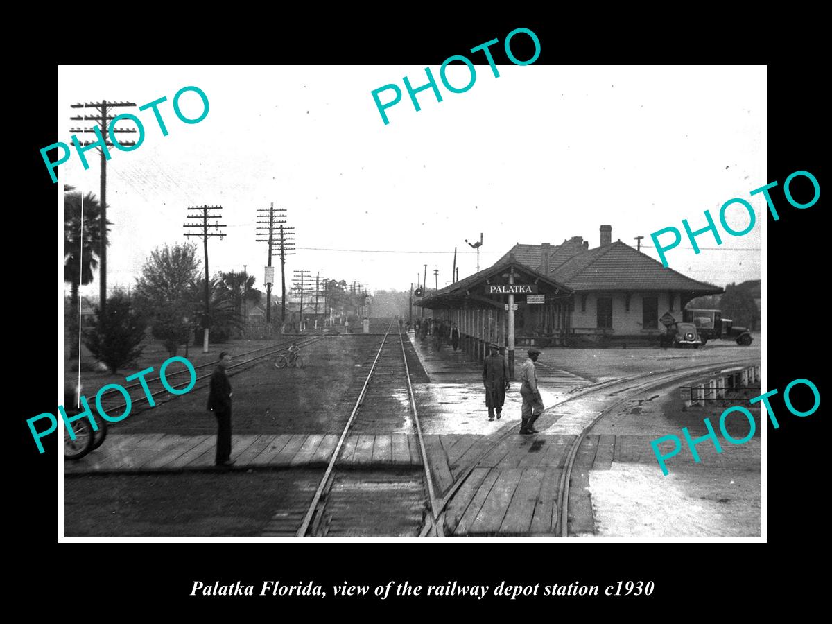 OLD LARGE HISTORIC PHOTO PALATKA FLORIDA THE RAILROAD DEPOT STATION c1930