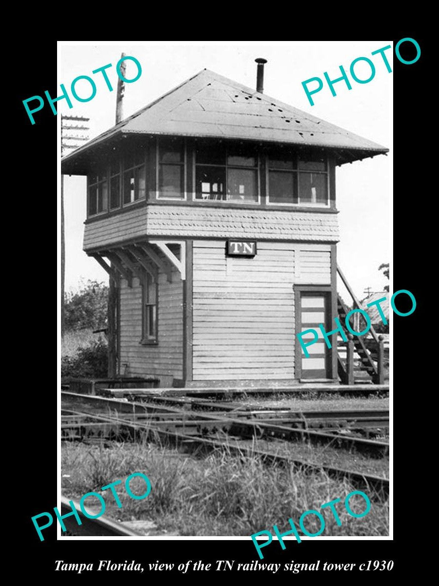 OLD LARGE HISTORIC PHOTO TAMPA FLORIDA, THE TN RAILROAD SIGNAL TOWER c1930