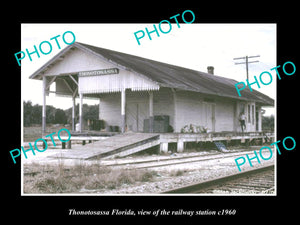 OLD LARGE HISTORIC PHOTO THONOTOSASSA FLORIDA, THE RAILROAD DEPOT STATION c1960