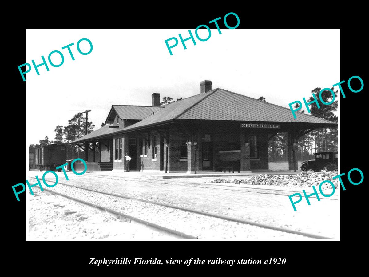 OLD LARGE HISTORIC PHOTO ZEPHYRHILLS FLORIDA, THE RAILROAD DEPOT STATION c1920 1