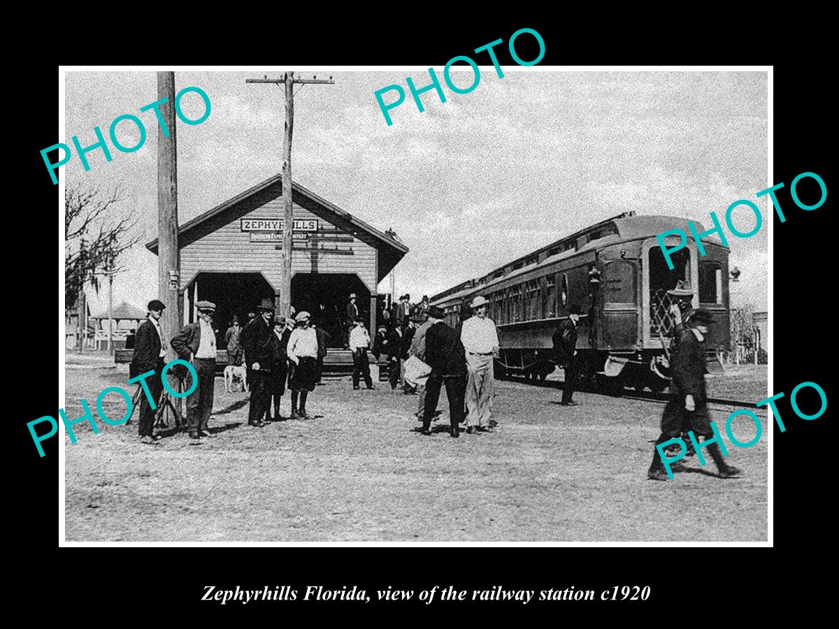 OLD LARGE HISTORIC PHOTO ZEPHYRHILLS FLORIDA, THE RAILROAD DEPOT STATION c1920 2