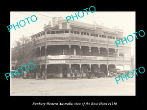 OLD LARGE HISTORIC PHOTO BUNBURY WESTERN AUSTRALIA, VIEW OF THE ROSE HOTEL c1910