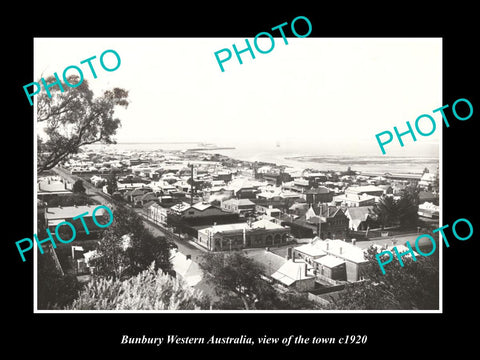 OLD LARGE HISTORIC PHOTO BUNBURY WESTERN AUSTRALIA, VIEW OF THE TOWN c1910 1