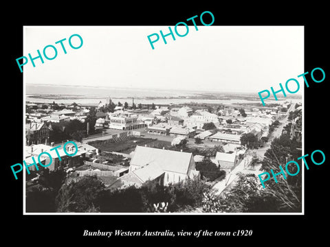 OLD LARGE HISTORIC PHOTO BUNBURY WESTERN AUSTRALIA, VIEW OF THE TOWN c1910 2