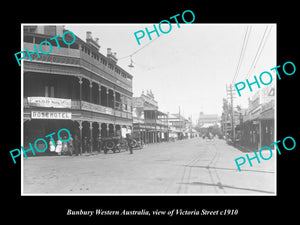 OLD LARGE HISTORIC PHOTO BUNBURY WESTERN AUSTRALIA, VIEW OF VICTORIA ST c1910 1