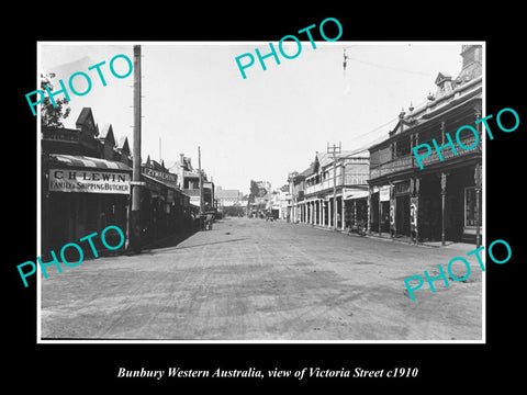 OLD LARGE HISTORIC PHOTO BUNBURY WESTERN AUSTRALIA, VIEW OF VICTORIA ST c1910 2