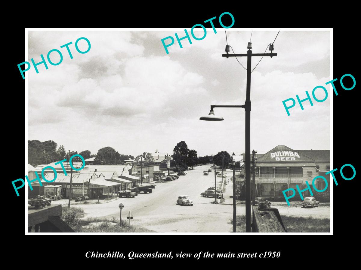 OLD LARGE HISTORIC PHOTO CHINCHILLA QUEENSLAND, VIEW OF THE MAIN STREET c1950