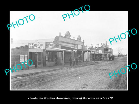 OLD LARGE HISTORIC PHOTO CUNDERDIN WESTERN AUSTRALIA, VIEW OF MAIN ST c1910