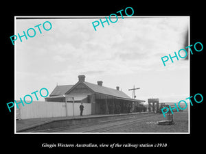 OLD LARGE HISTORIC PHOTO GINGIN WESTERN AUSTRALIA, THE RAILWAY STATION c1910