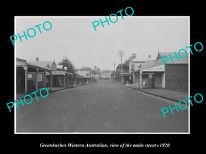 OLD LARGE HISTORIC PHOTO GREENBUSHES WESTERN AUSTRALIA, THE MAIN STREET c1920