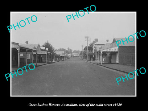 OLD LARGE HISTORIC PHOTO GREENBUSHES WESTERN AUSTRALIA, THE MAIN STREET c1920