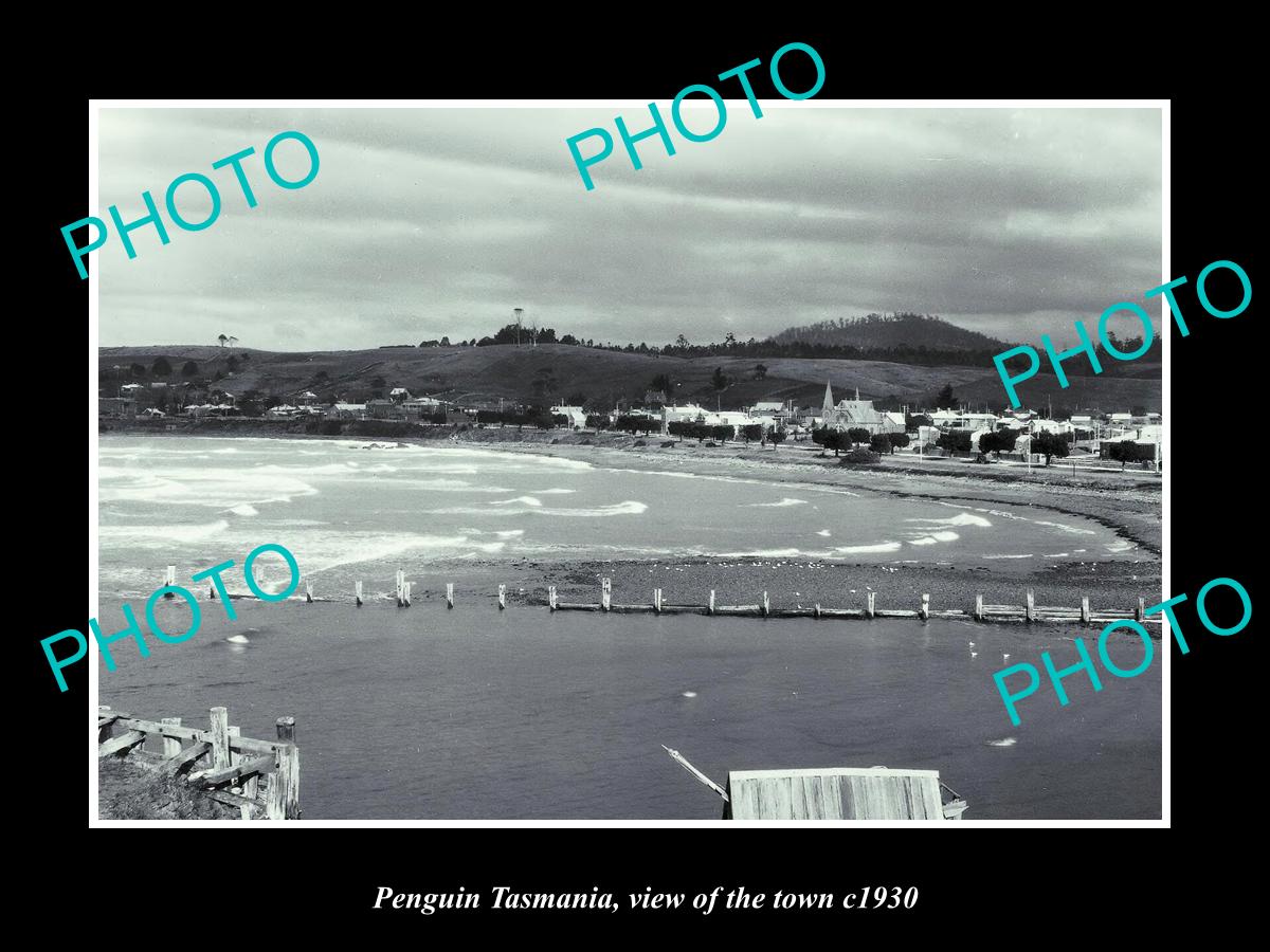 OLD LARGE HISTORIC PHOTO PENGUIN TASMANIA, VIEW OF THE TOWN c1930