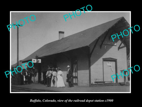 OLD LARGE HISTORIC PHOTO OF BUFFALO COLORADO, THE RAILROAD DEPOT STATION c1900