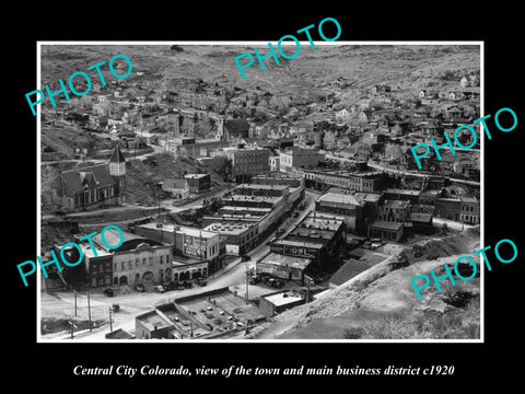 OLD LARGE HISTORIC PHOTO OF CENTRAL CITY COLORADO, VIEW OF THE MAIN STREET c1920