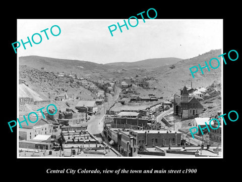 OLD LARGE HISTORIC PHOTO OF CENTRAL CITY COLORADO, VIEW OF THE MAIN STREET c1900