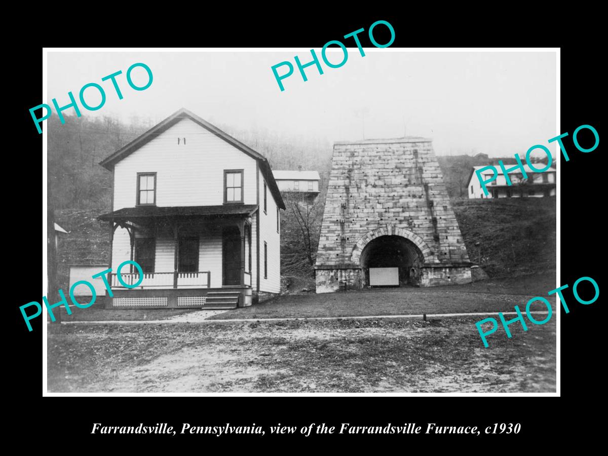 OLD LARGE HISTORIC PHOTO OF FARRANDSVILLE PENNSYLVANIA, THE BLAST FURNACE c1930