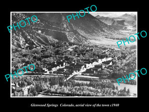 OLD LARGE HISTORIC PHOTO OF GLENWOOD SPRINGS COLORADO, AERIAL VIEW OF TOWN c1940