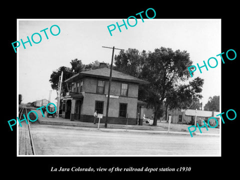 OLD LARGE HISTORIC PHOTO OF LA JARA COLORADO, THE RAILROAD DEPOT STATION c1930