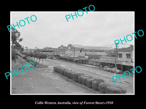 OLD LARGE HISTORIC PHOTO COLLIE WESTERN AUSTRALIA, VIEW OF FORREST STREET c1950