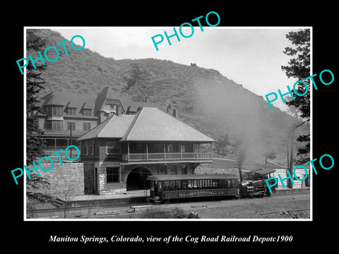 OLD HISTORIC PHOTO OF MANITOU SPRINGS COLORADO, RAILROAD DEPOT STATION c1900 1