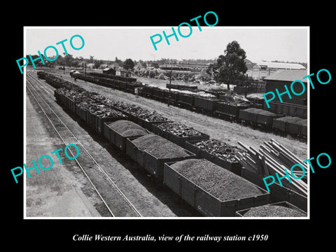 OLD LARGE HISTORIC PHOTO COLLIE WESTERN AUSTRALIA, VIEW OF RAILWAY STATION c1950