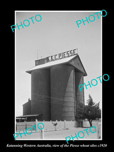 OLD LARGE HISTORIC PHOTO KATANNING WESTERN AUSTRALIA, PIESSE WHEAT SILO c1920