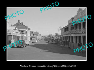 OLD LARGE HISTORIC PHOTO NORTHAM WESTERN AUSTRALIA, VIEW OF FITZGERALD ST c1950