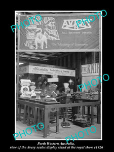 OLD LARGE HISTORIC PHOTO PERTH WESTERN AUSTRALIA, AVERY SCALES SHOW STAND c1926