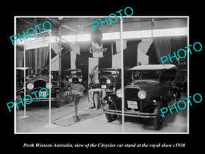 OLD LARGE HISTORIC PHOTO PERTH WESTERN AUSTRALIA, CHRYSLER CARS SHOW STAND c1930