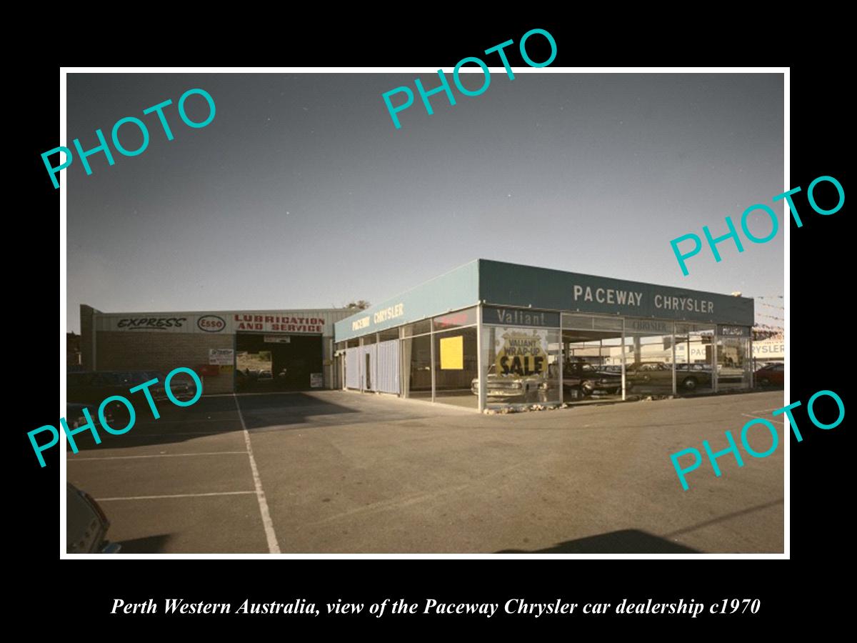 OLD LARGE HISTORIC PHOTO PERTH WESTERN AUSTRALIA, PACEWAY CHRYSLER DEALERS c1970