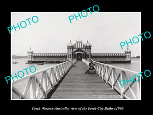 OLD LARGE HISTORIC PHOTO PERTH WESTERN AUSTRALIA, THE CITY BATHS PAVILLION c1900