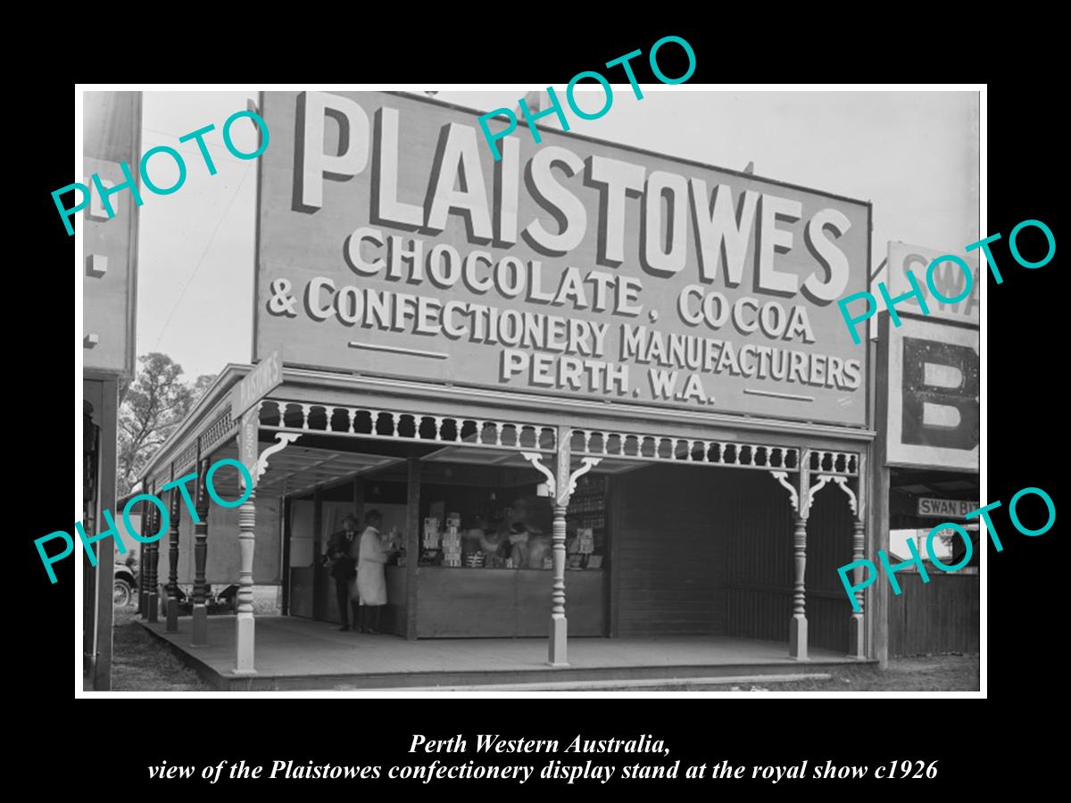 OLD LARGE HISTORIC PHOTO PERTH WESTERN AUSTRALIA, PLAISTOWES SWEETS STAND 1926 1