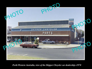 OLD LARGE HISTORIC PHOTO PERTH WESTERN AUSTRALIA, SKIPPER CHRYSLER DEALER 1970 1