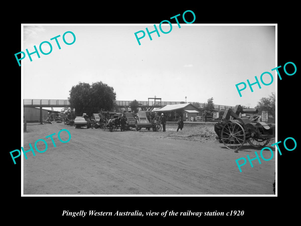 OLD LARGE HISTORIC PHOTO PINGELLY WESTERN AUSTRALIA, THE RAILWAY STATION c1920